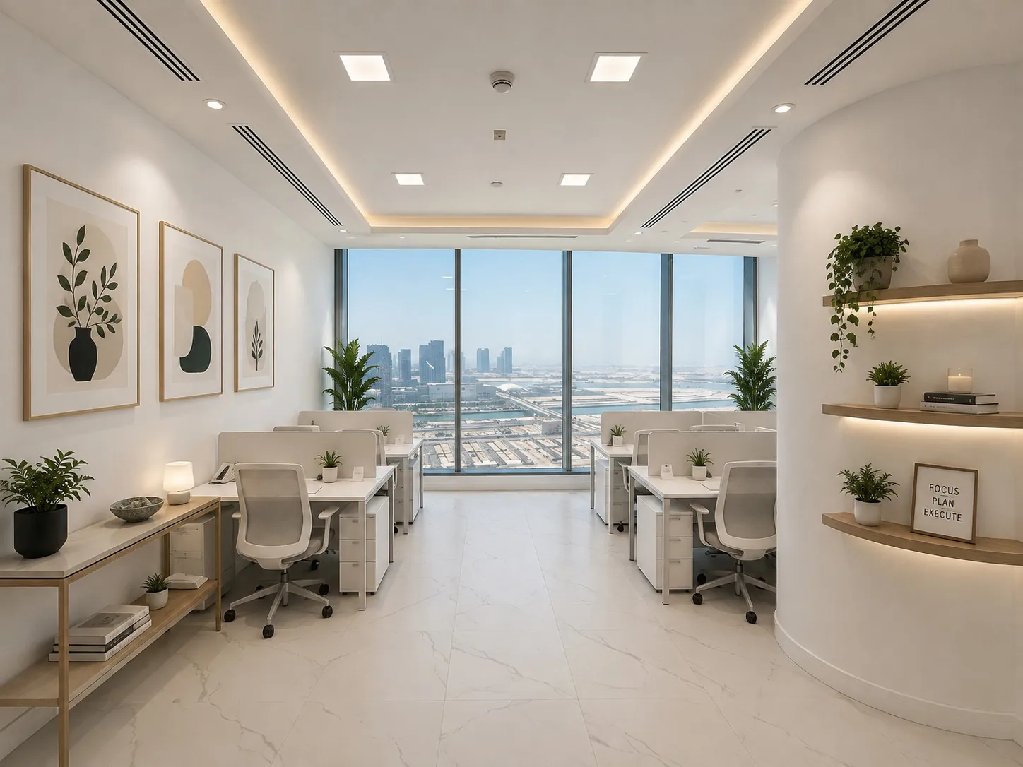 Hot desk workspace at Aegis Coworking, Addax Tower, ADGM